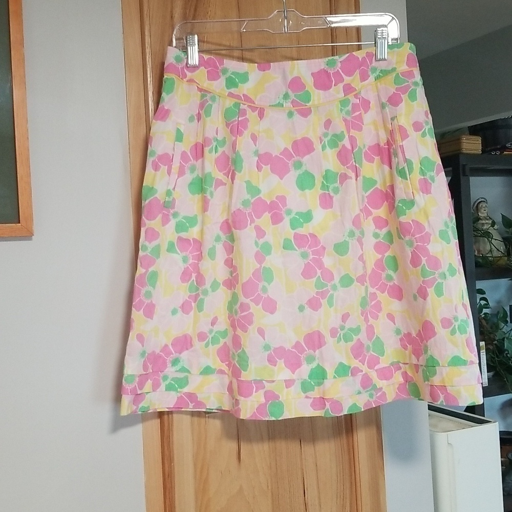 Lilly Pulitzer Floral Pleated Skirt Womens size 10 Summer Event Vacation A Line